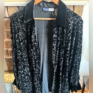 Vintage 90s Carol Horn Workshop Silk & Rayon Velvet Collar Blouse – Size L